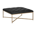 Endall Ottoman - Antique Brass - Vintage Black Night Leather