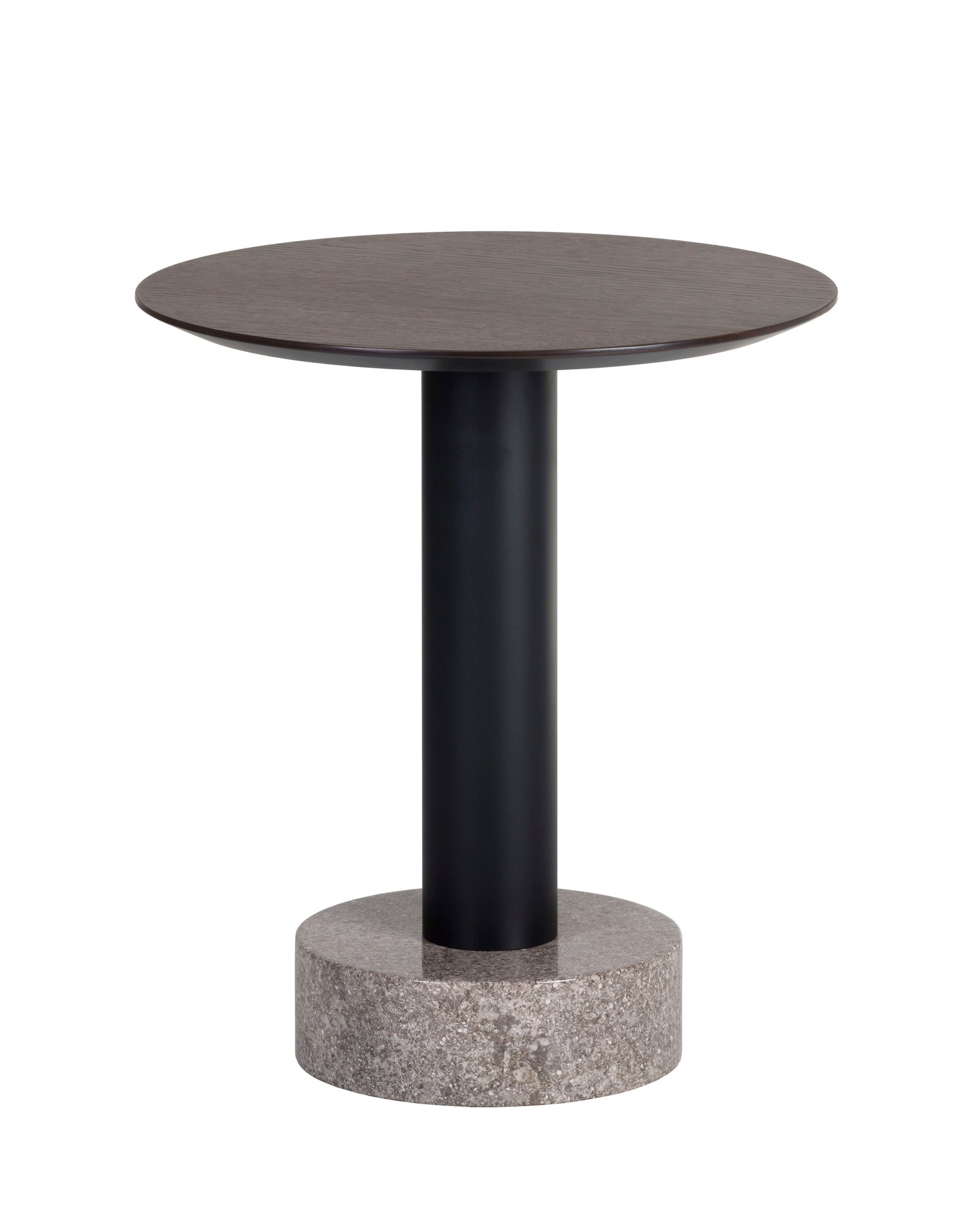 Monaco End Table - Black - Grey Marble / Raw Umber