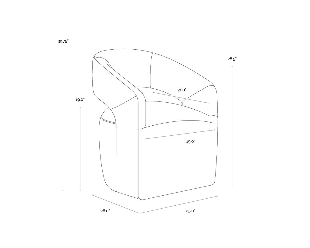 Lloret Wheeled Dining Armchair - Danny Amber