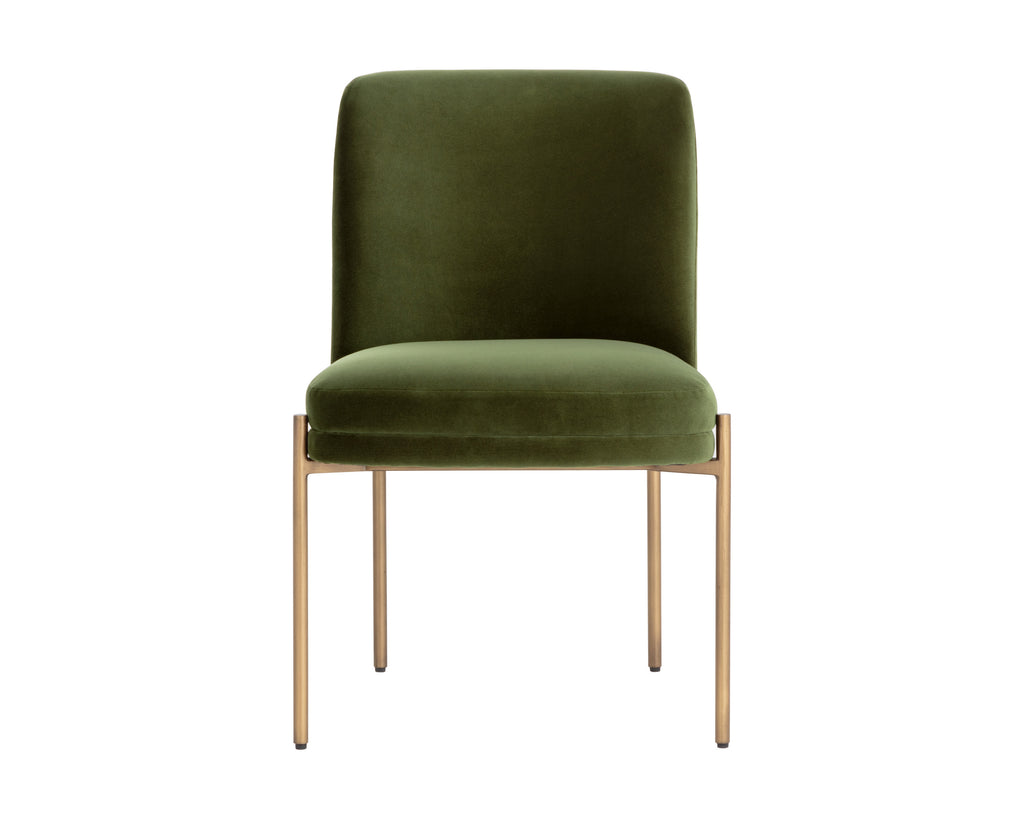 Richie Dining Chair - Antique Brass - Forest Green