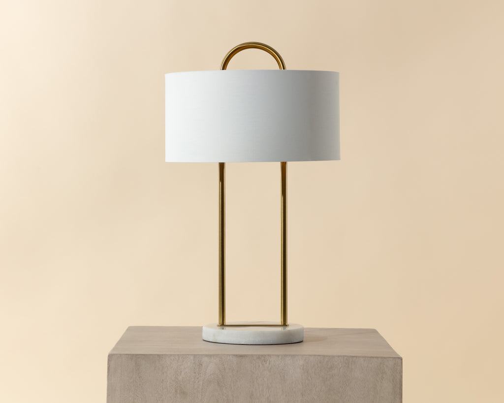 Kezna Table Lamp - White Marble - Matte White