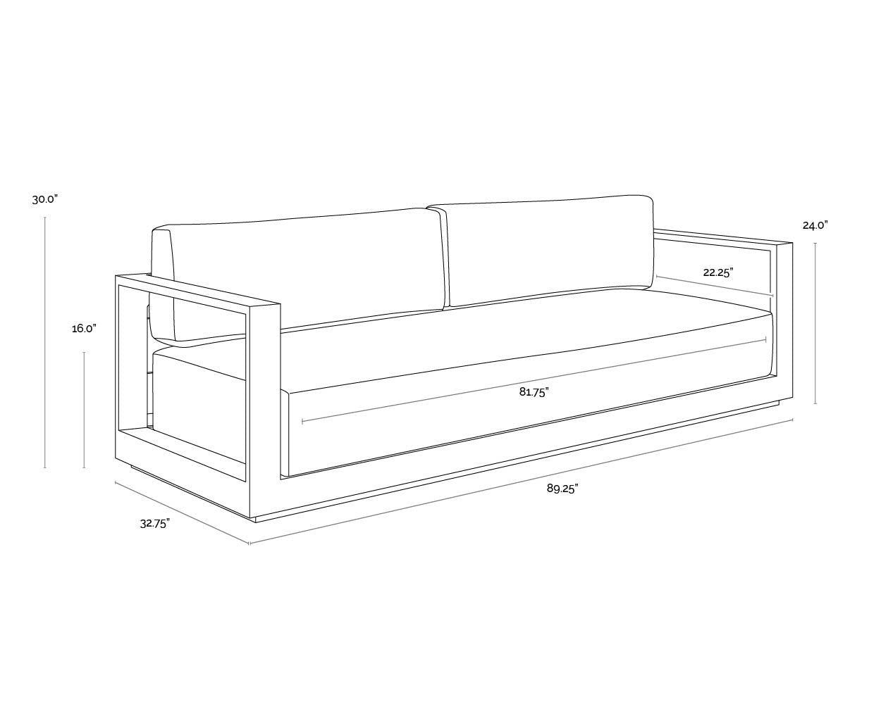 Tavira Sofa - Charcoal - Lanikai Salt And Pepper