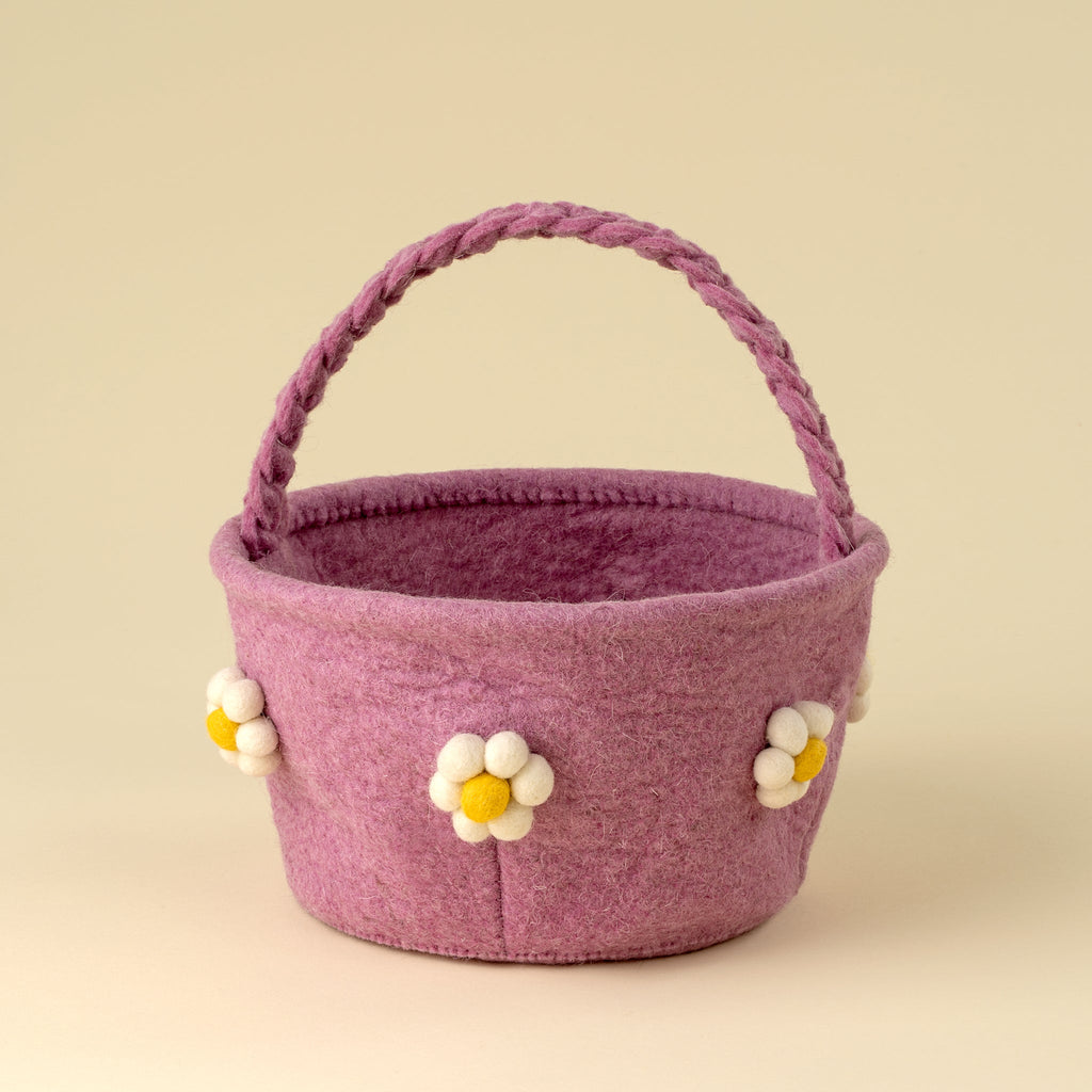 Daisy Felt Easter Basket, Purple