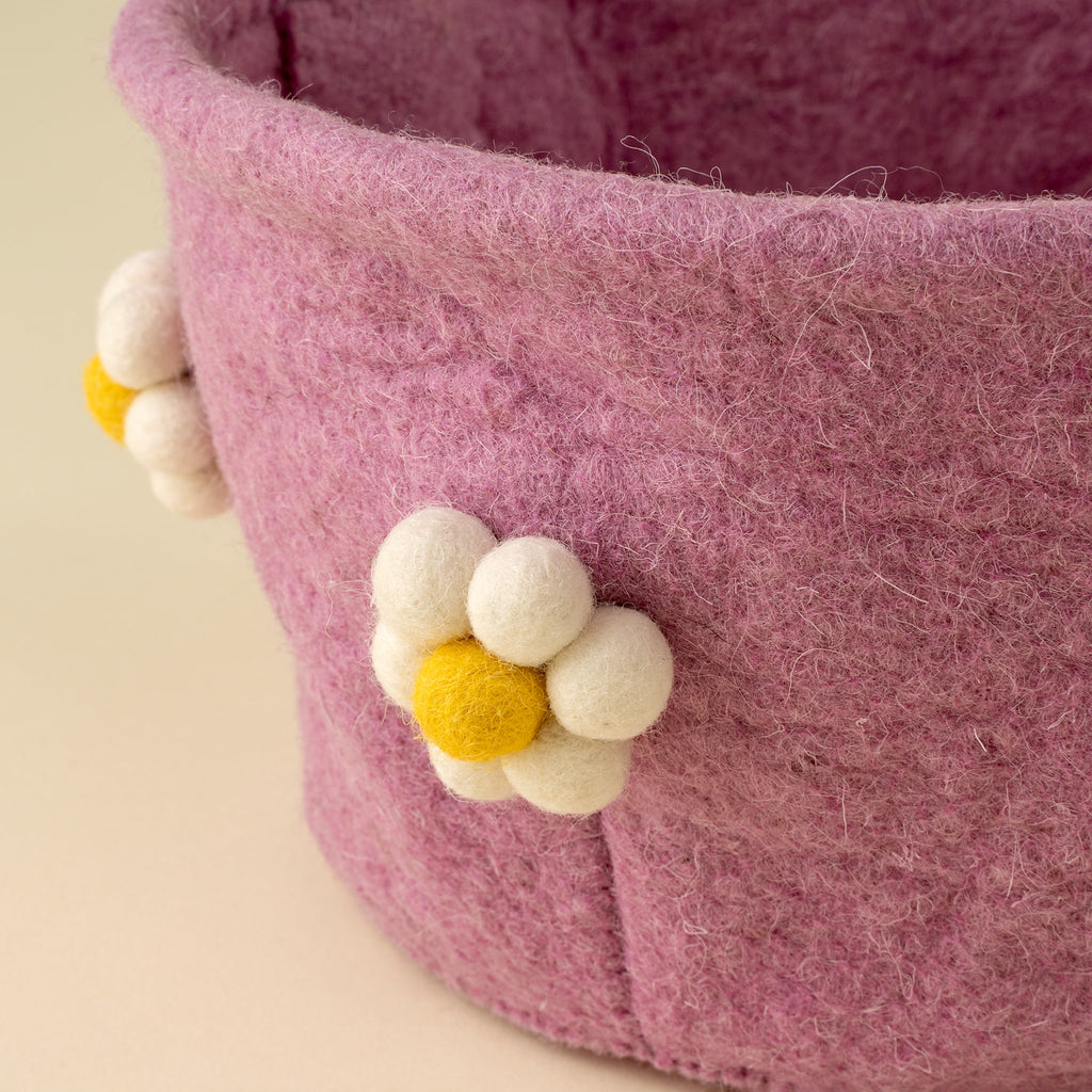 Daisy Felt Easter Basket, Purple