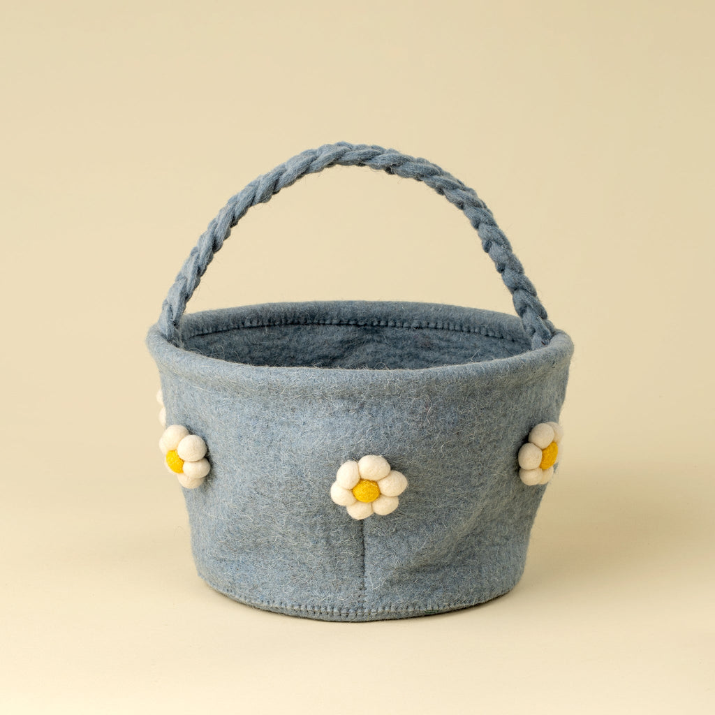 Daisy Felt Easter Basket, Blue