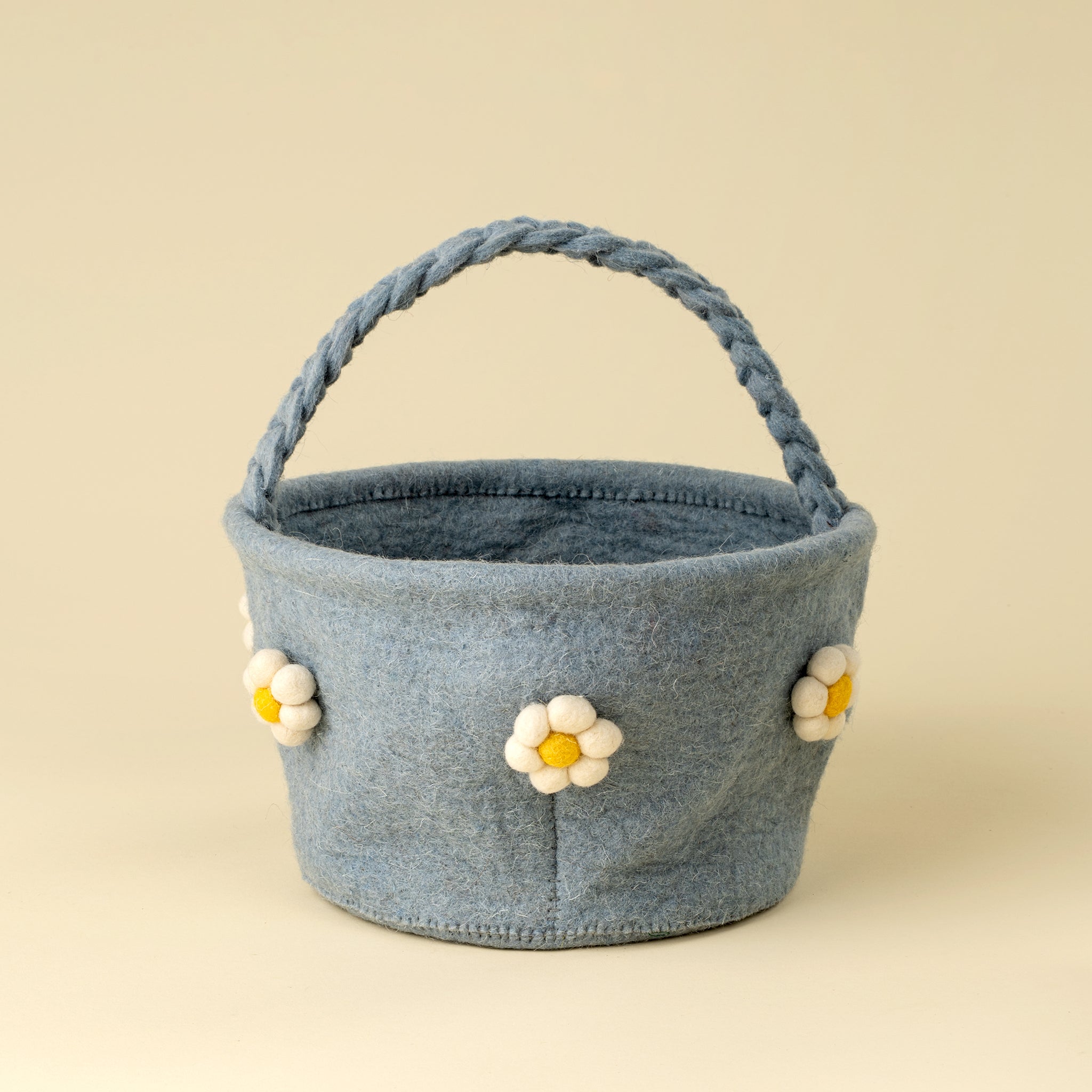 Daisy Felt Easter Basket, Blue