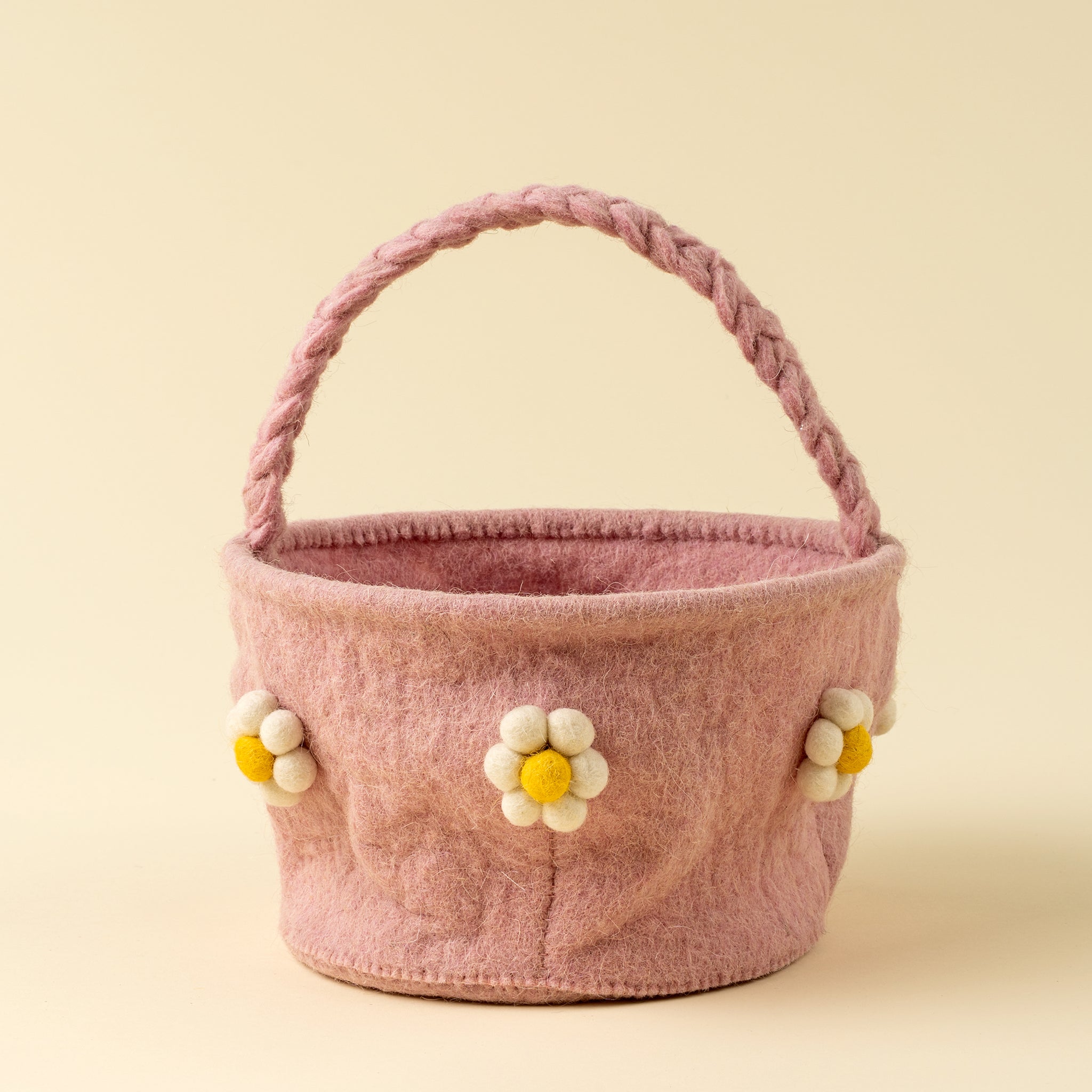 Daisy Felt Easter Basket, Pink