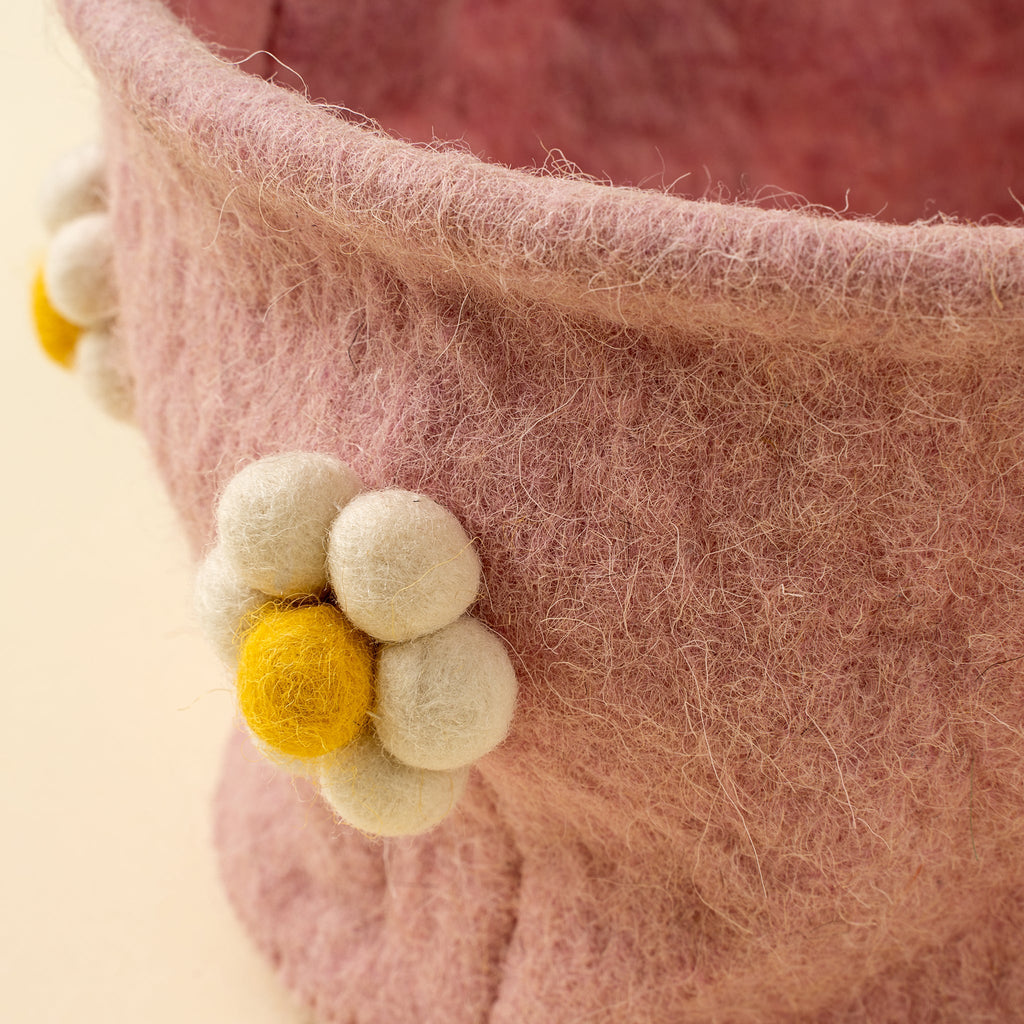 Daisy Felt Easter Basket, Pink