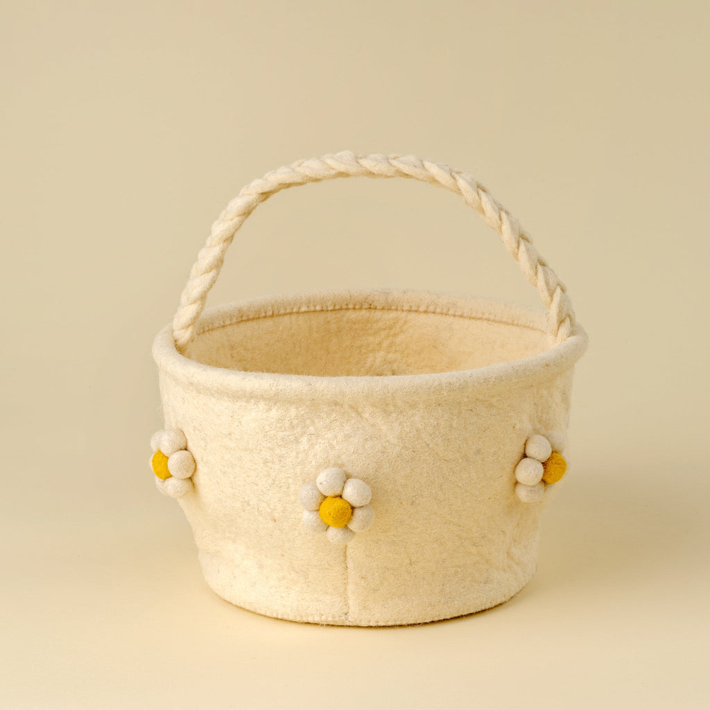 Daisy Felt Easter Basket, Cream