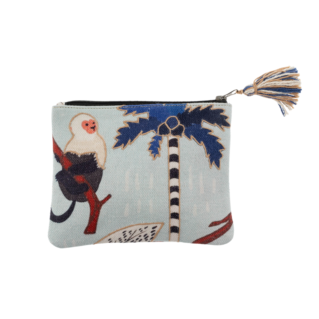 Tropical Monkey Embroidered Pouch