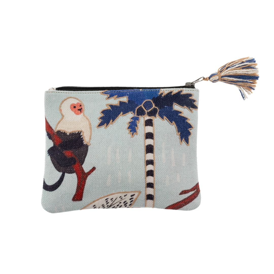 Tropical Monkey Embroidered Pouch