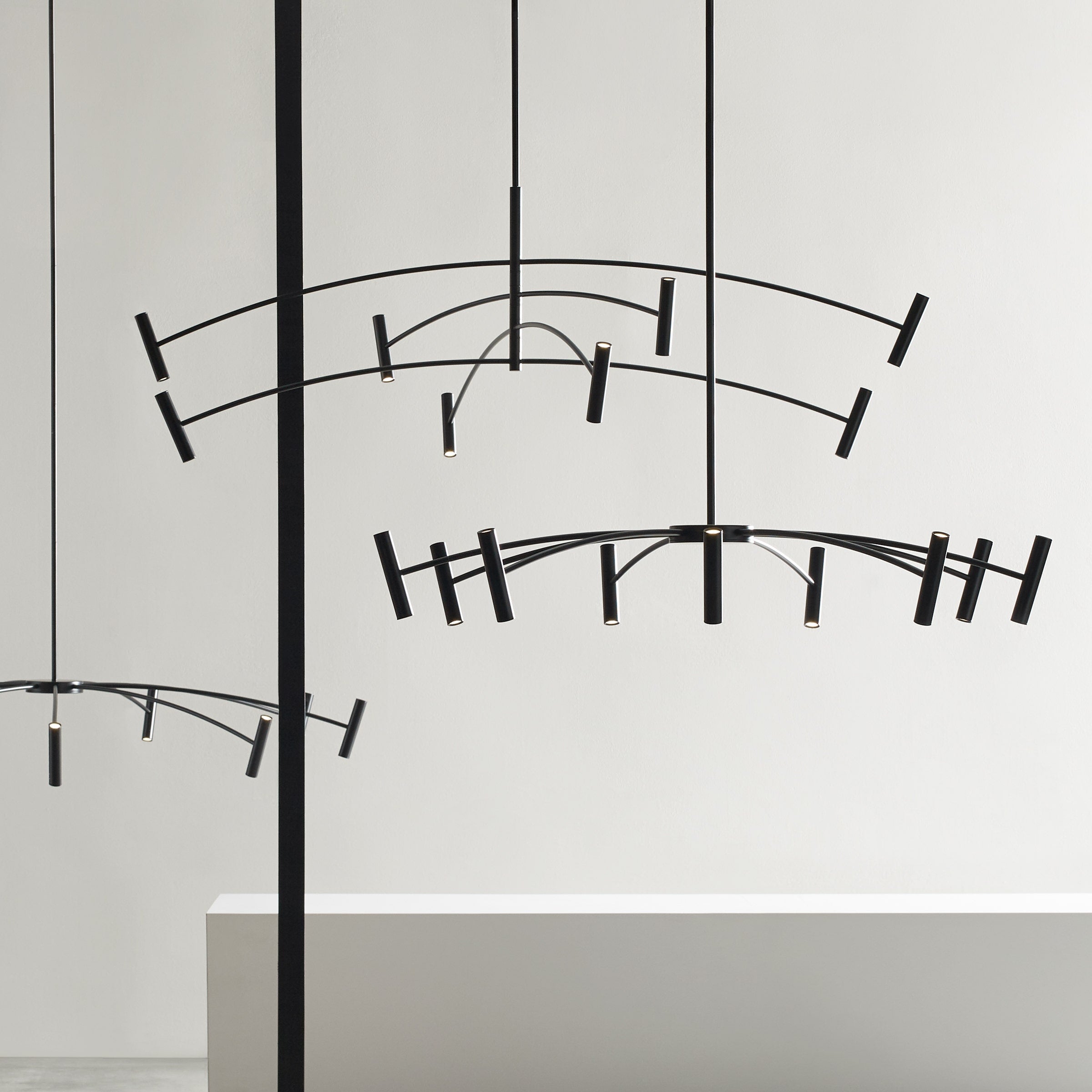 Aerial 55 Chandelier Matte Black 3000K 90 CRI integrated led 90 cri 3000k 120v
