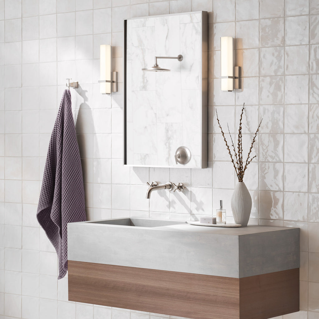 Milan 13 Bath 13" Small White Glass Satin Nickel LED 90 CRI 3000K 120V