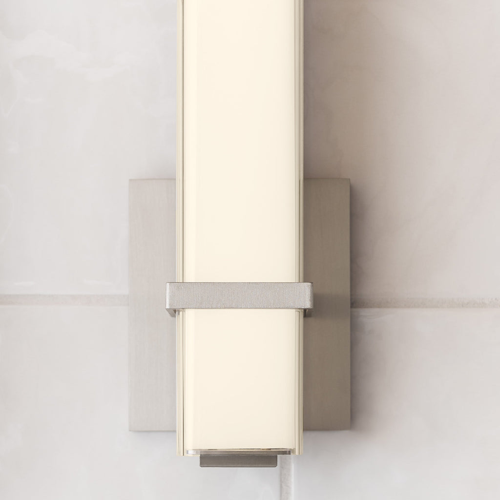 Milan 13 Bath 13" Small White Glass Satin Nickel LED 90 CRI 3000K 120V