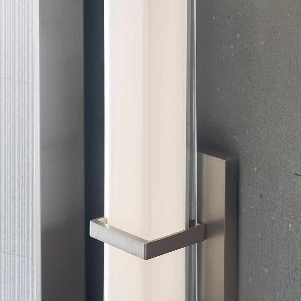 Milan 13 Bath 13" Small White Glass Satin Nickel LED 90 CRI 3000K 120V