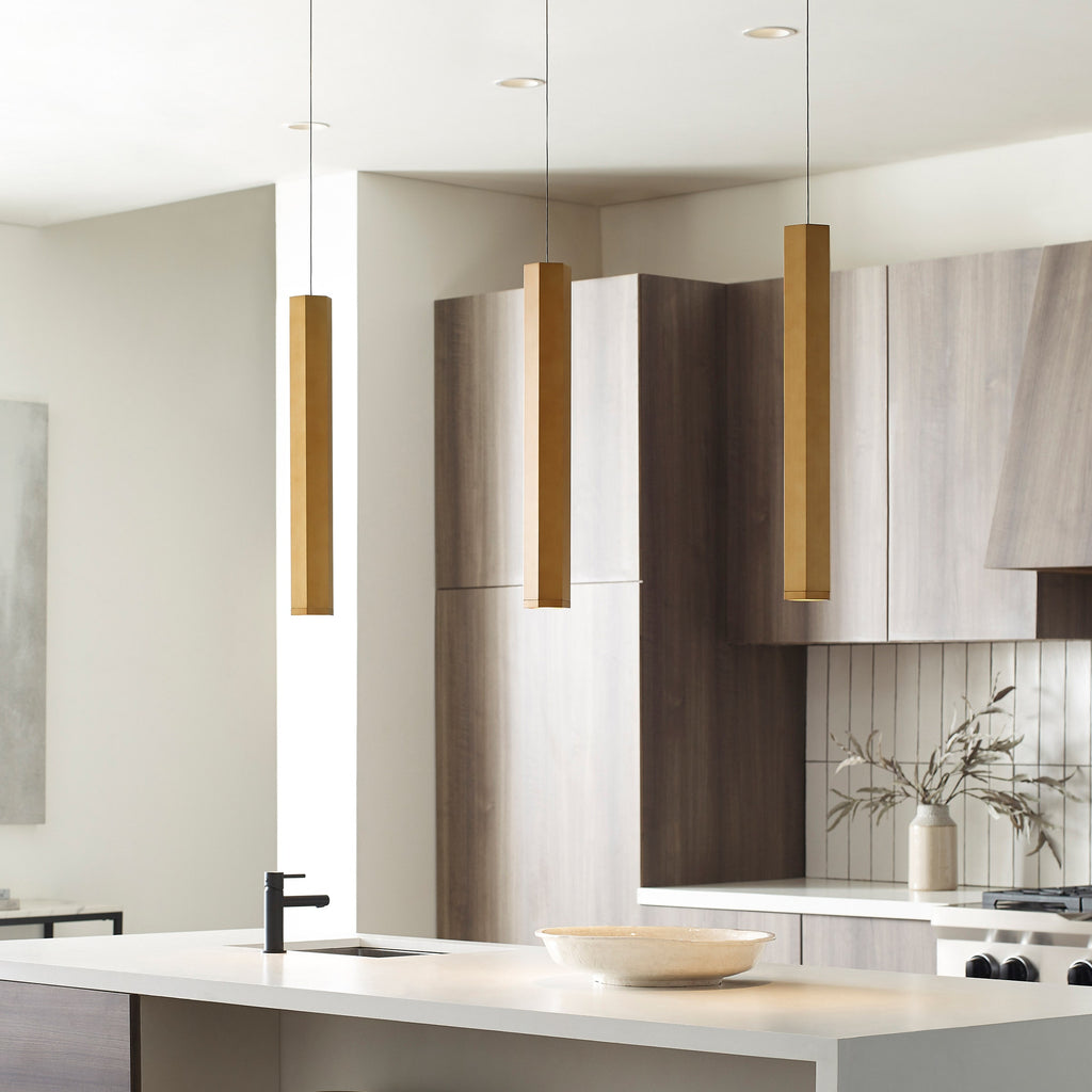 Blok Large Pendant | Aged Brass and Aged Brass |  Monopoint Bulb(s) Not Included
