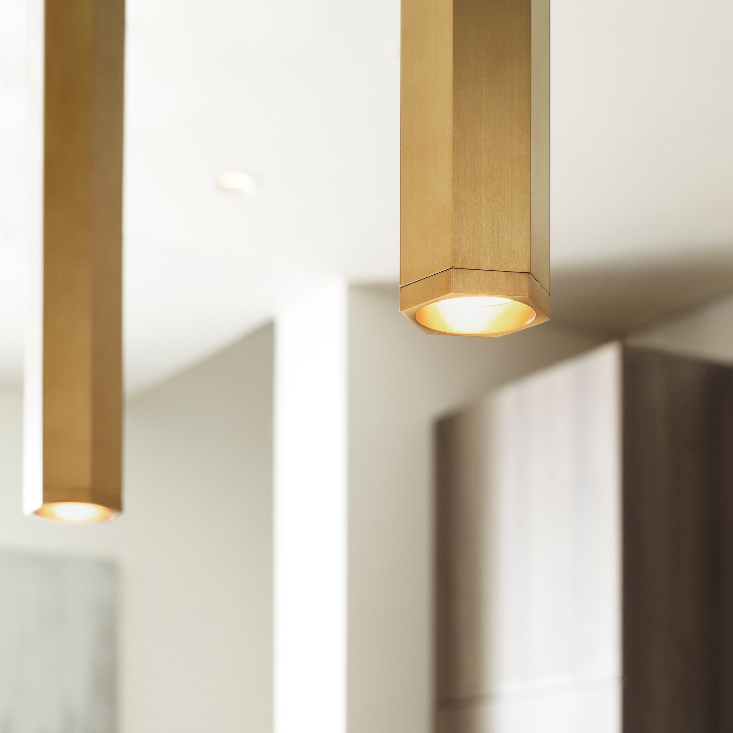 Blok Large Pendant | Aged Brass and Aged Brass |  Monopoint Bulb(s) Not Included