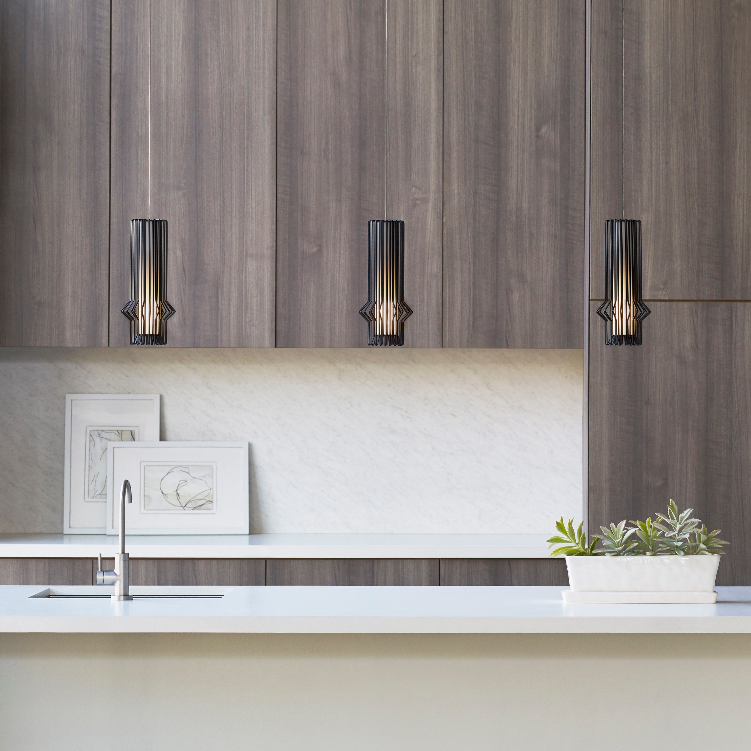 Syrma Mini Pendant | Satin Nickel | Matte Black MonoRail Bulb(s) Not Included