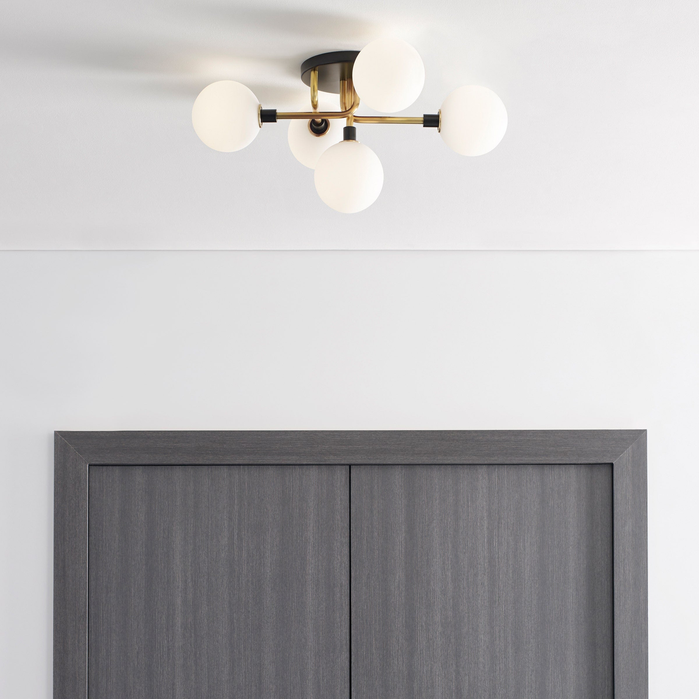 Viaggio Flush Mount Opal/Brass Bulb Not Included
