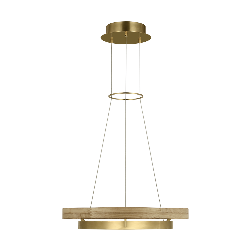Grace 24 Chandelier hand rubbed antique brass/natural oak 3000K 90 CRI integrated led 90 cri 3000k 120v