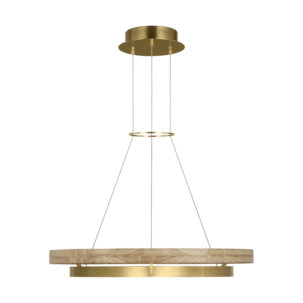 Grace 30 Chandelier 30" Diameter Hand Rubbed Antique Brass/natural oak LED 90 CRI 3000K 120V