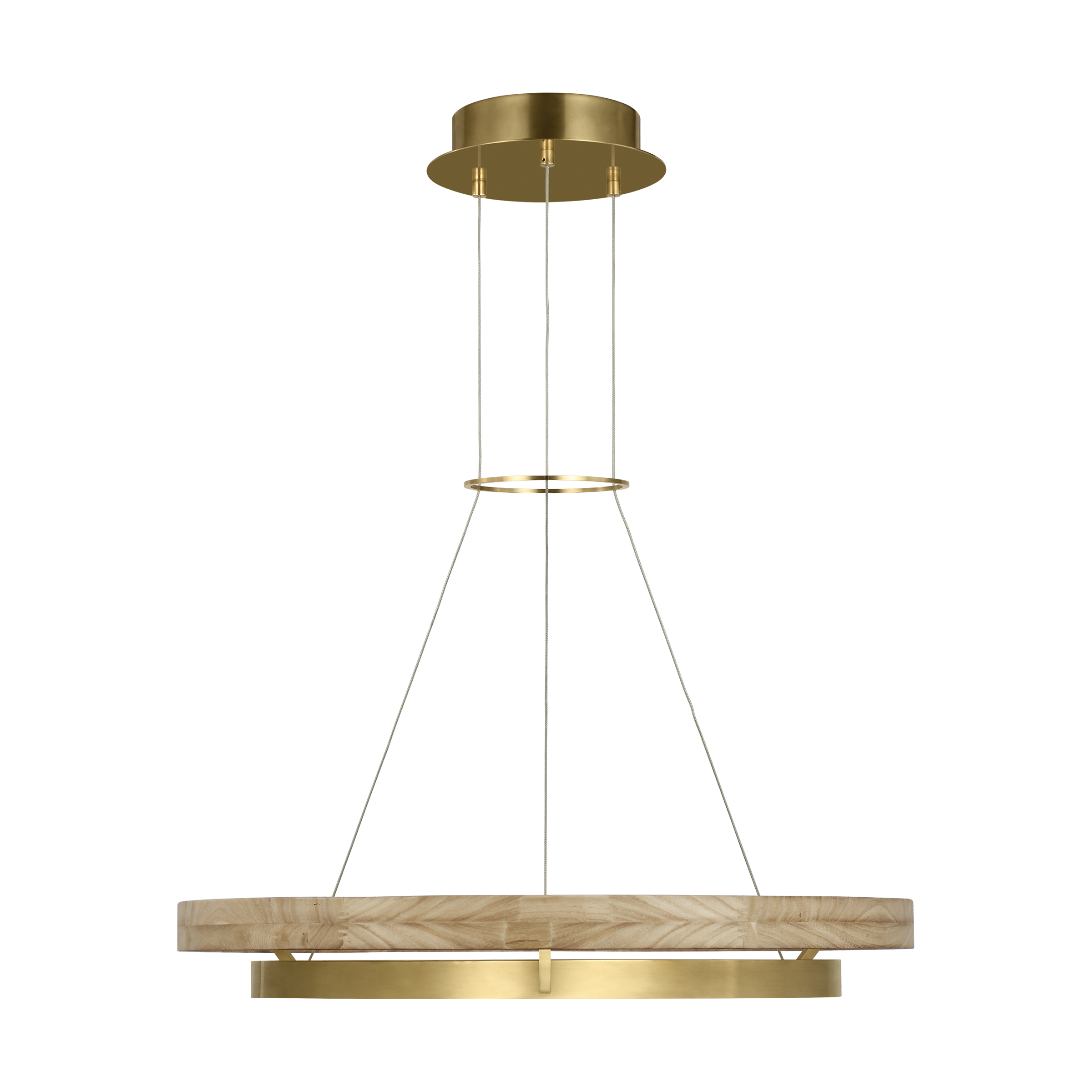 Grace 30 Chandelier 30" Diameter Hand Rubbed Antique Brass/natural oak LED 90 CRI 3000K 120V