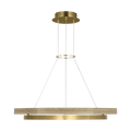 Grace 36 Chandelier hand rubbed antique brass/natural oak 3000K 90 CRI integrated led 90 cri 3000k 120v