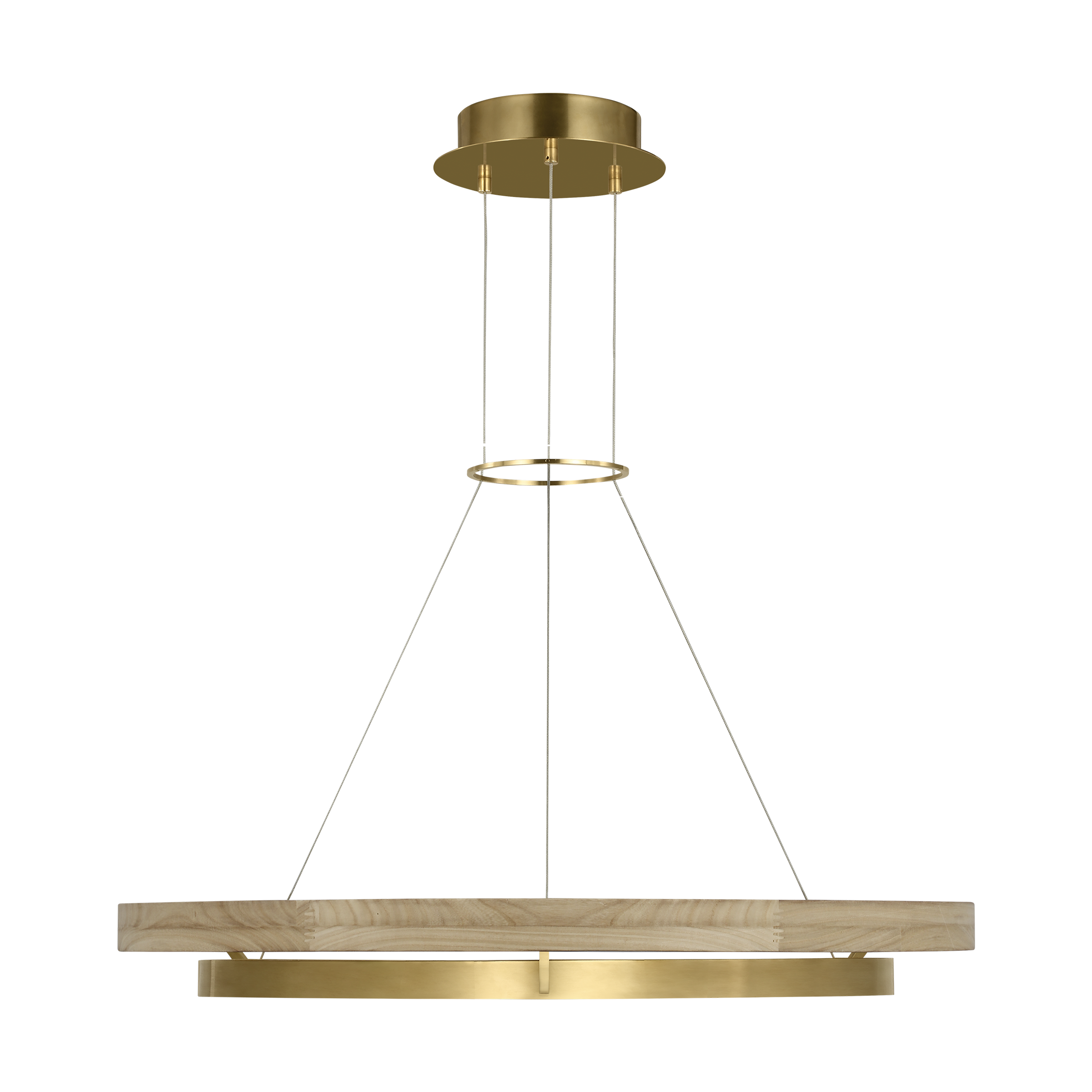 Grace 36 Chandelier hand rubbed antique brass/natural oak 3000K 90 CRI integrated led 90 cri 3000k 120v