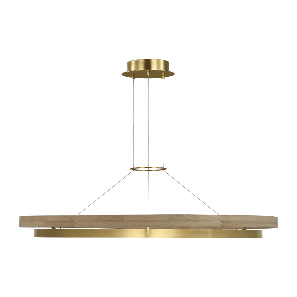 Grace 48 Chandelier hand rubbed antique brass/natural oak 3000K 90 CRI integrated led 90 cri 3000k 120v