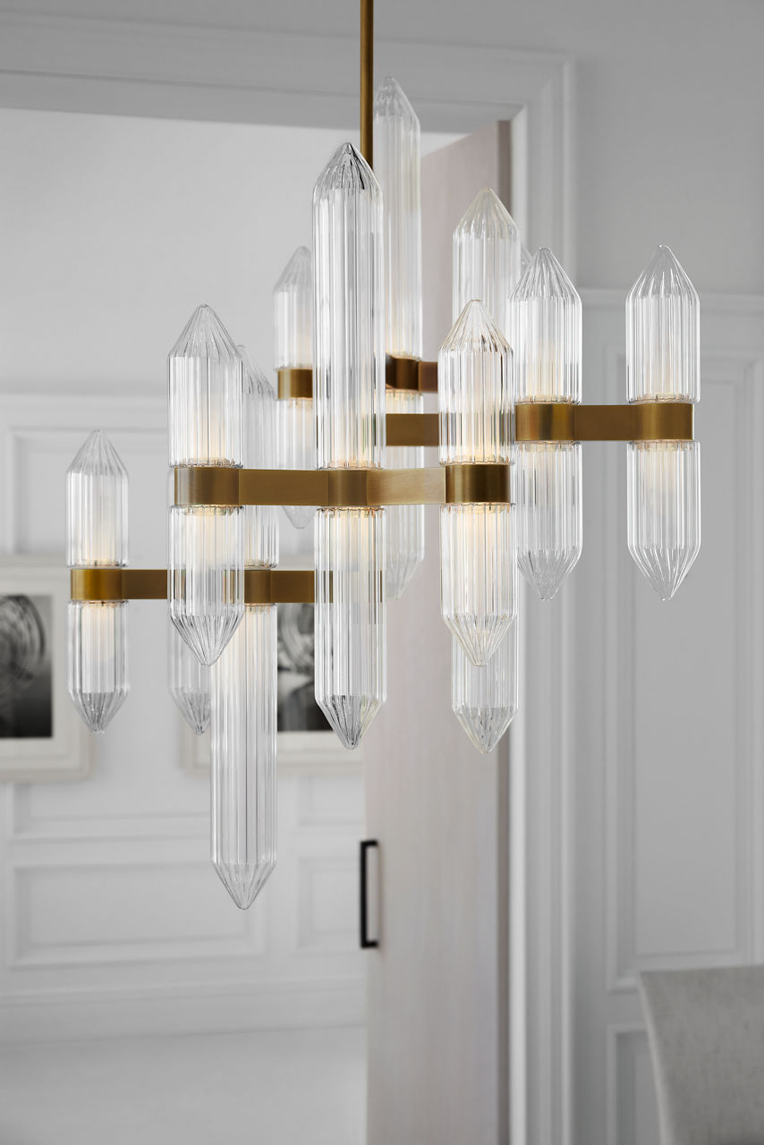 Langston Medium Chandelier Plated Brass LED 2700K 90 CRI 120-277V