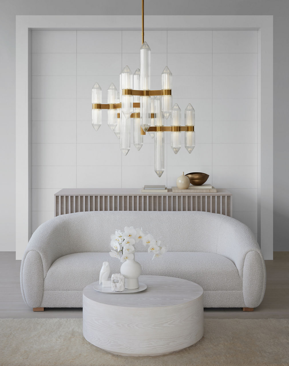 Langston Medium Chandelier Plated Brass LED 2700K 90 CRI 120-277V