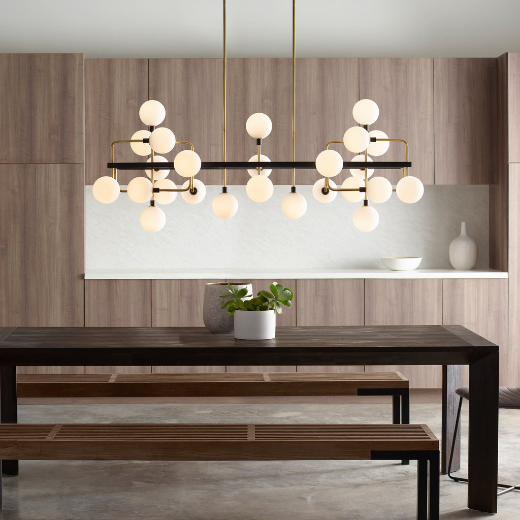 Viaggio Linear Chandelier | Opal/Brass Bulb Not Included