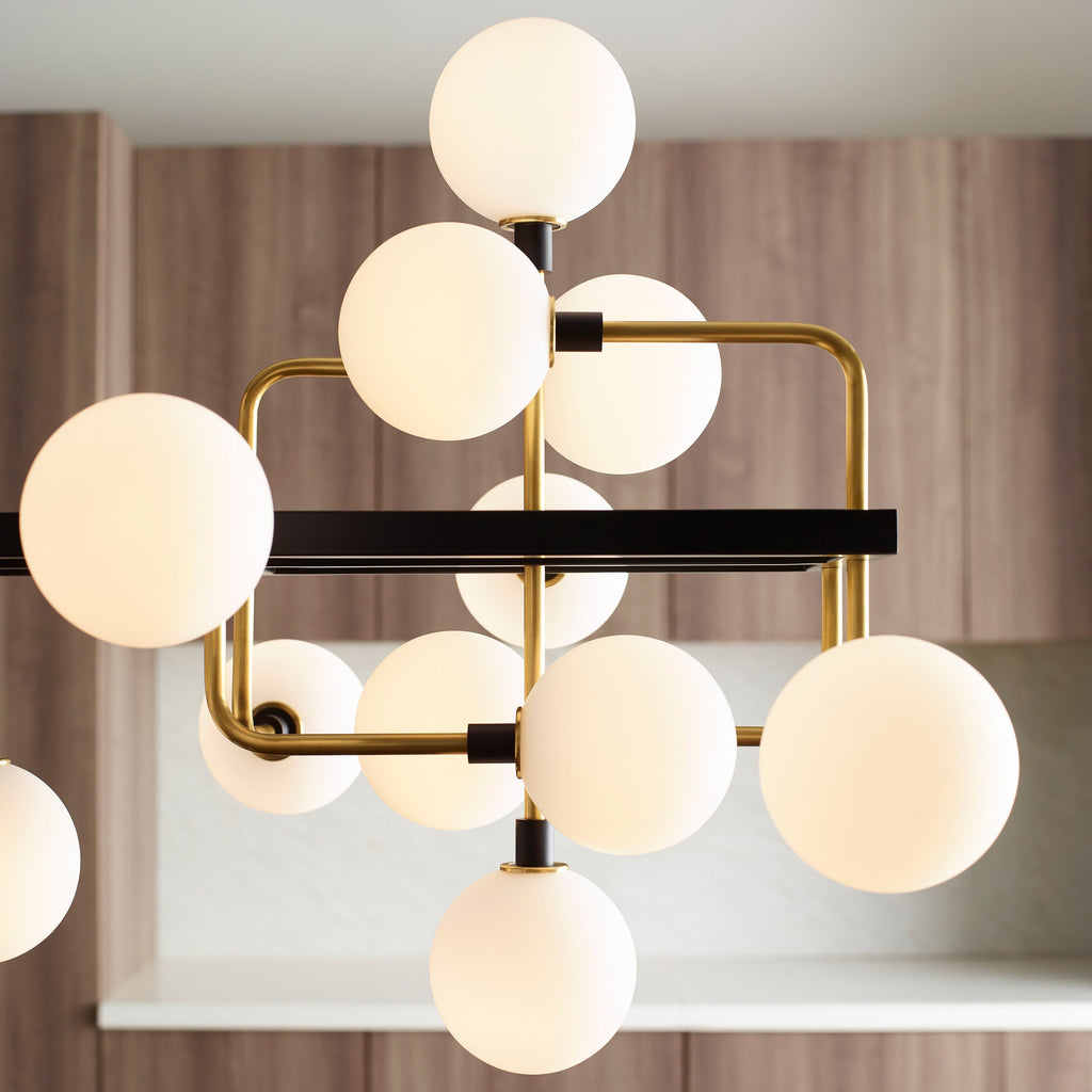 Viaggio Linear Chandelier | Opal/Brass Bulb Not Included