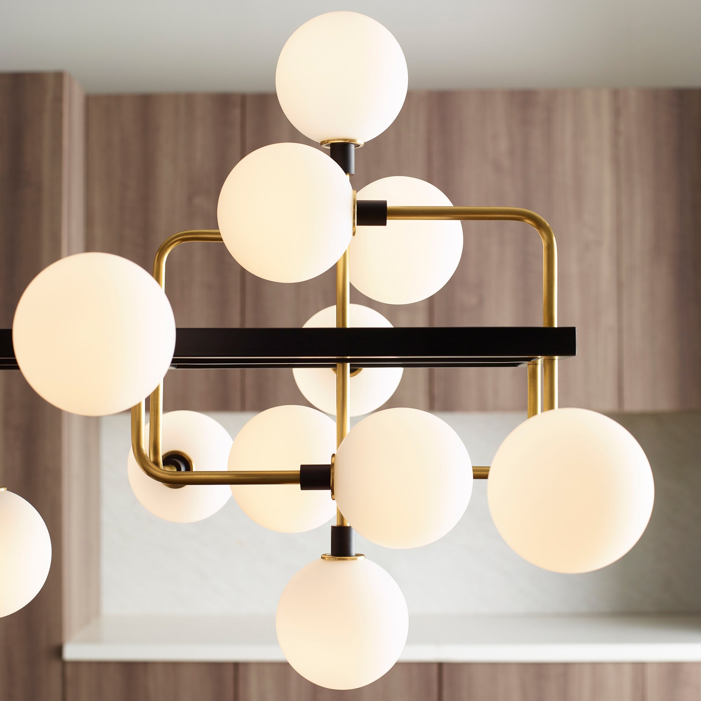 Viaggio Linear Chandelier | Opal/Brass Bulb Not Included