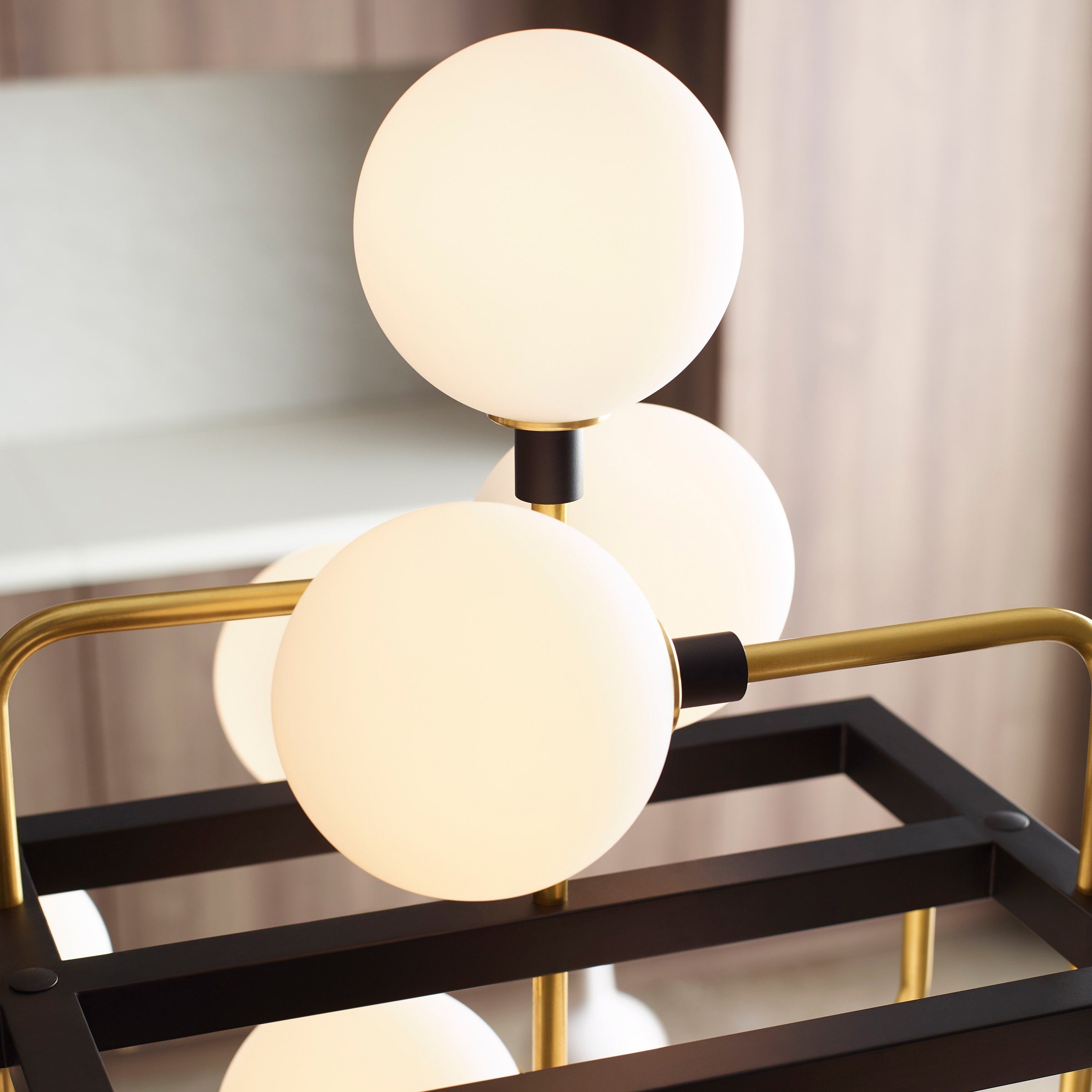 Viaggio Linear Chandelier | Opal/Brass Bulb Not Included