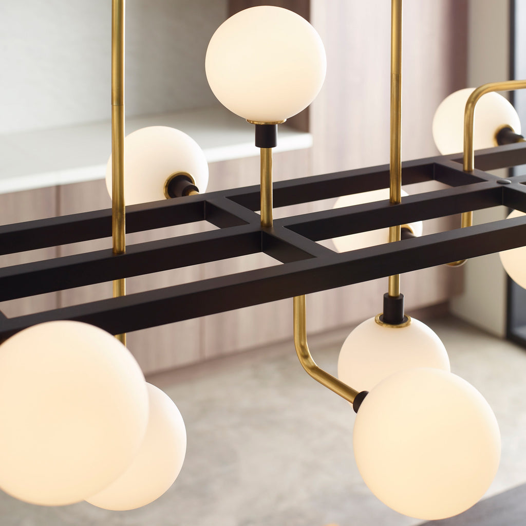 Viaggio Linear Chandelier | Opal/Brass Bulb Not Included