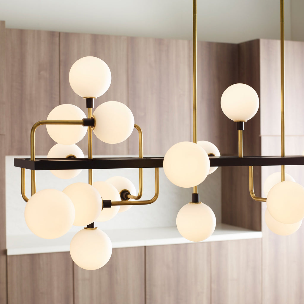 Viaggio Linear Chandelier | Opal/Brass Bulb Not Included