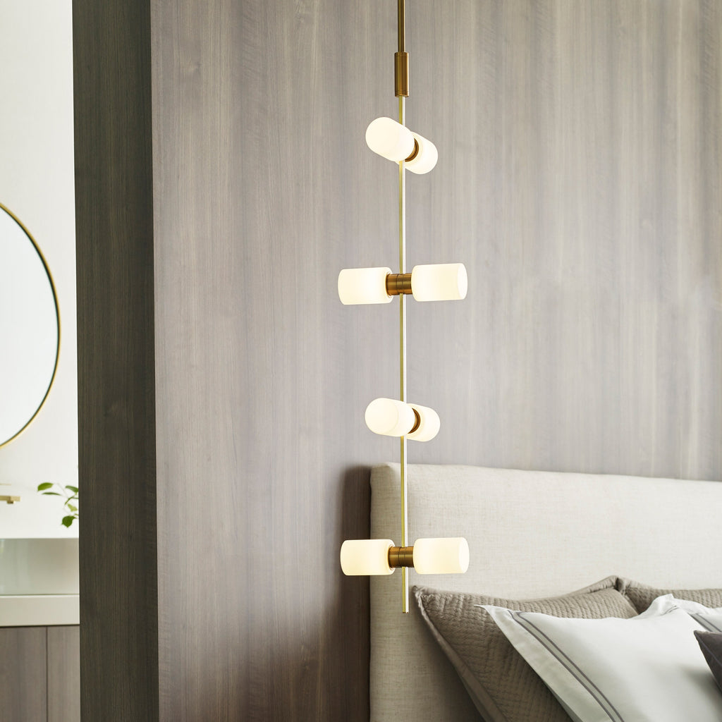 ModernRail Pendant Glass Cylinders aged brass 3000K 90 CRI 24v remote canopy (t24)
