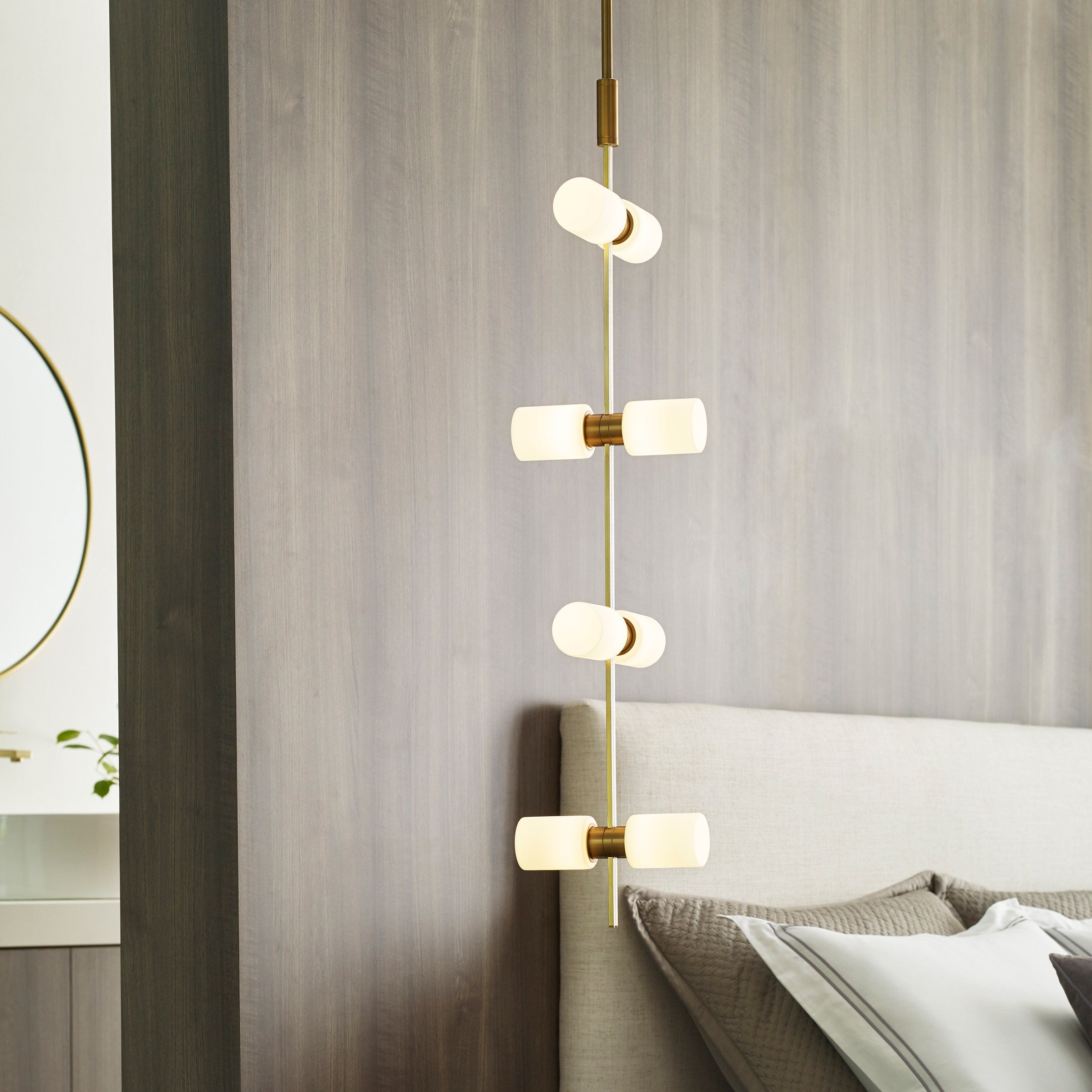 ModernRail Pendant Glass Cylinders aged brass 3000K 90 CRI 24v remote canopy (t24)