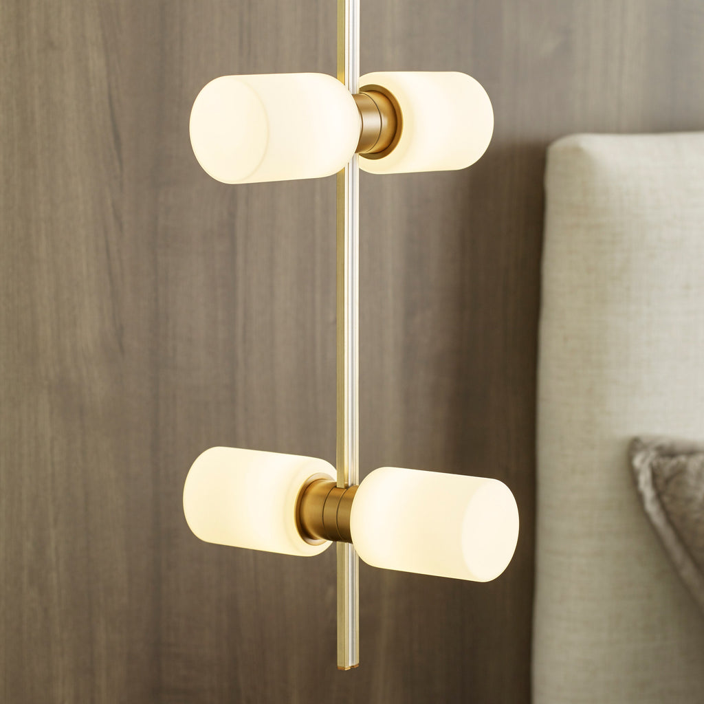 ModernRail Pendant Glass Cylinders aged brass 3000K 90 CRI 24v remote canopy (t24)