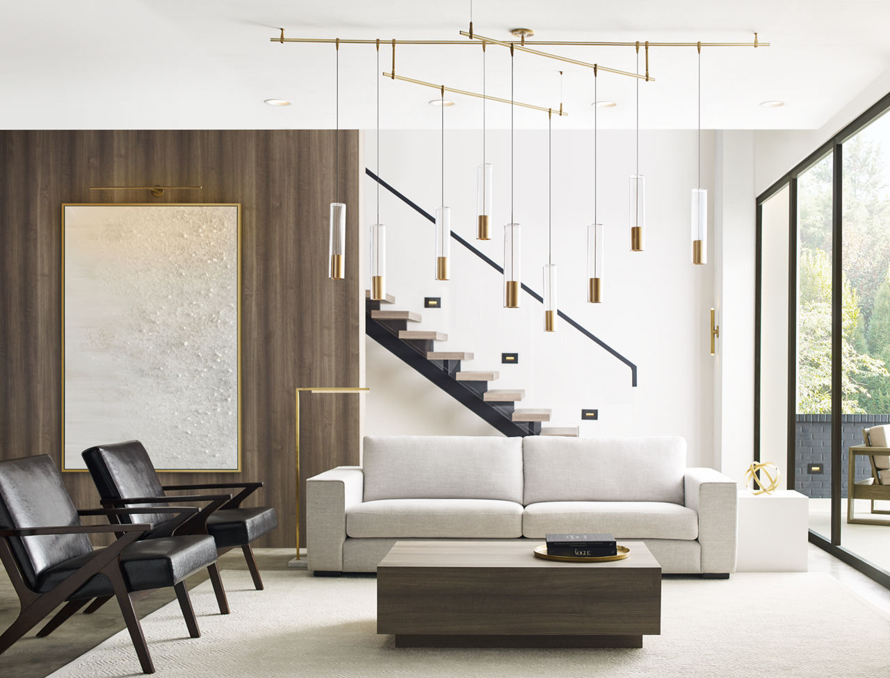 Mini Linger Chandelier 9 Light Natural Brass 3000K 90 CRI integrated led 90 cri 3000k remote