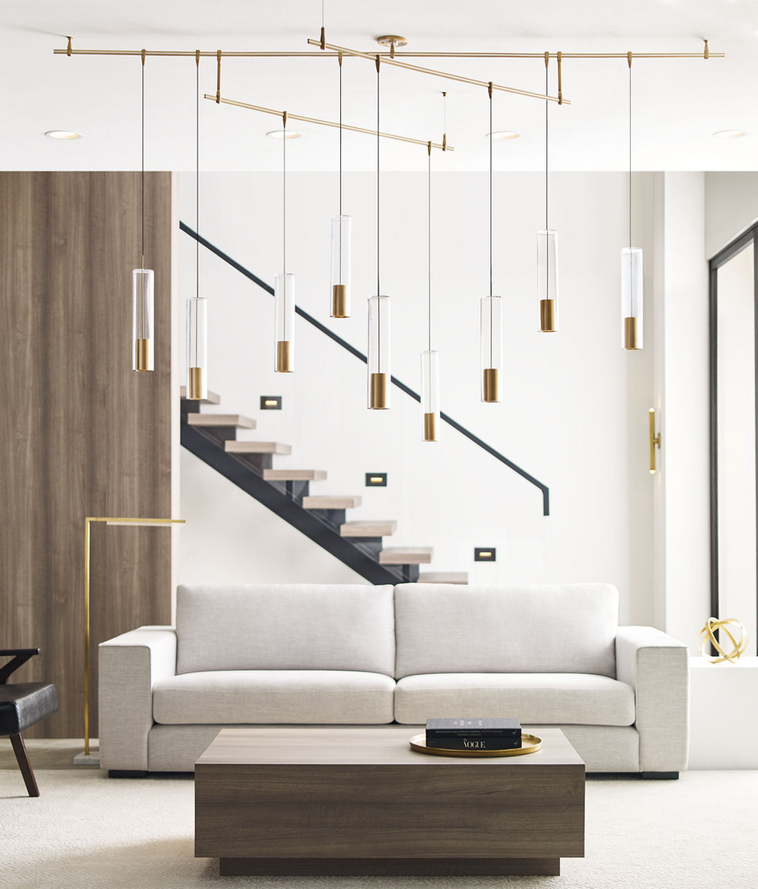 Mini Linger Chandelier 9 Light Natural Brass 3000K 90 CRI integrated led 90 cri 3000k remote