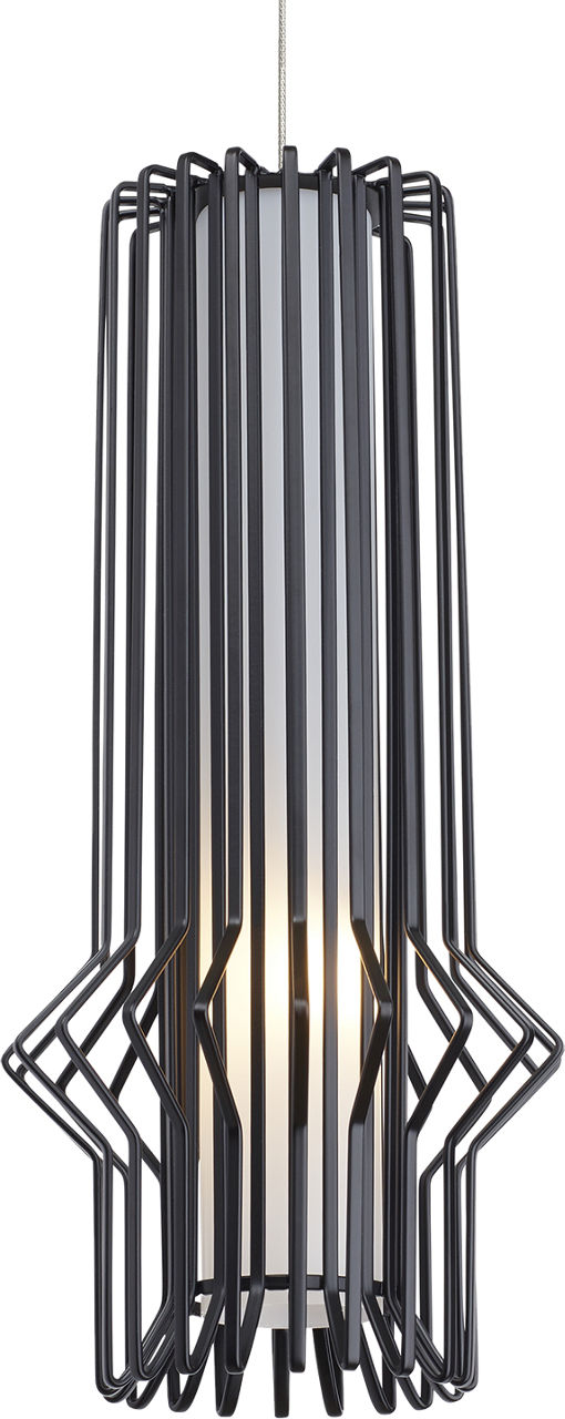 Syrma Mini Pendant | Satin Nickel | Matte Black MonoRail Bulb(s) Not Included