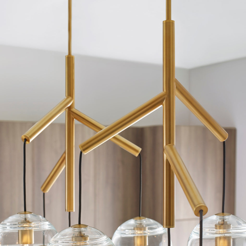 Sedona Double Chandelier Double Clear Aged Brass 2700K 90 CRI t14 led 90 cri 2700k 120v