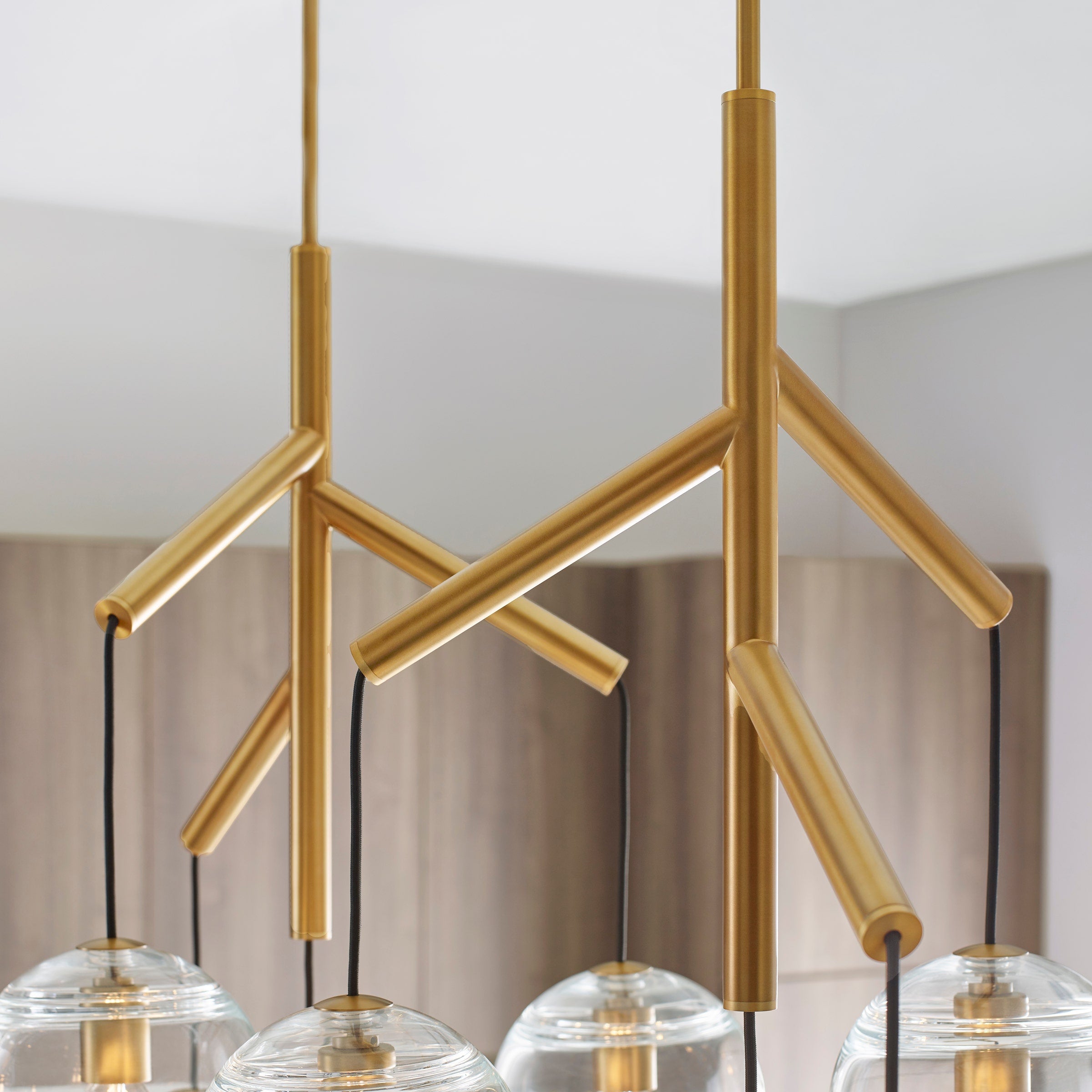Sedona Double Chandelier Double Clear Aged Brass 2700K 90 CRI t14 led 90 cri 2700k 120v