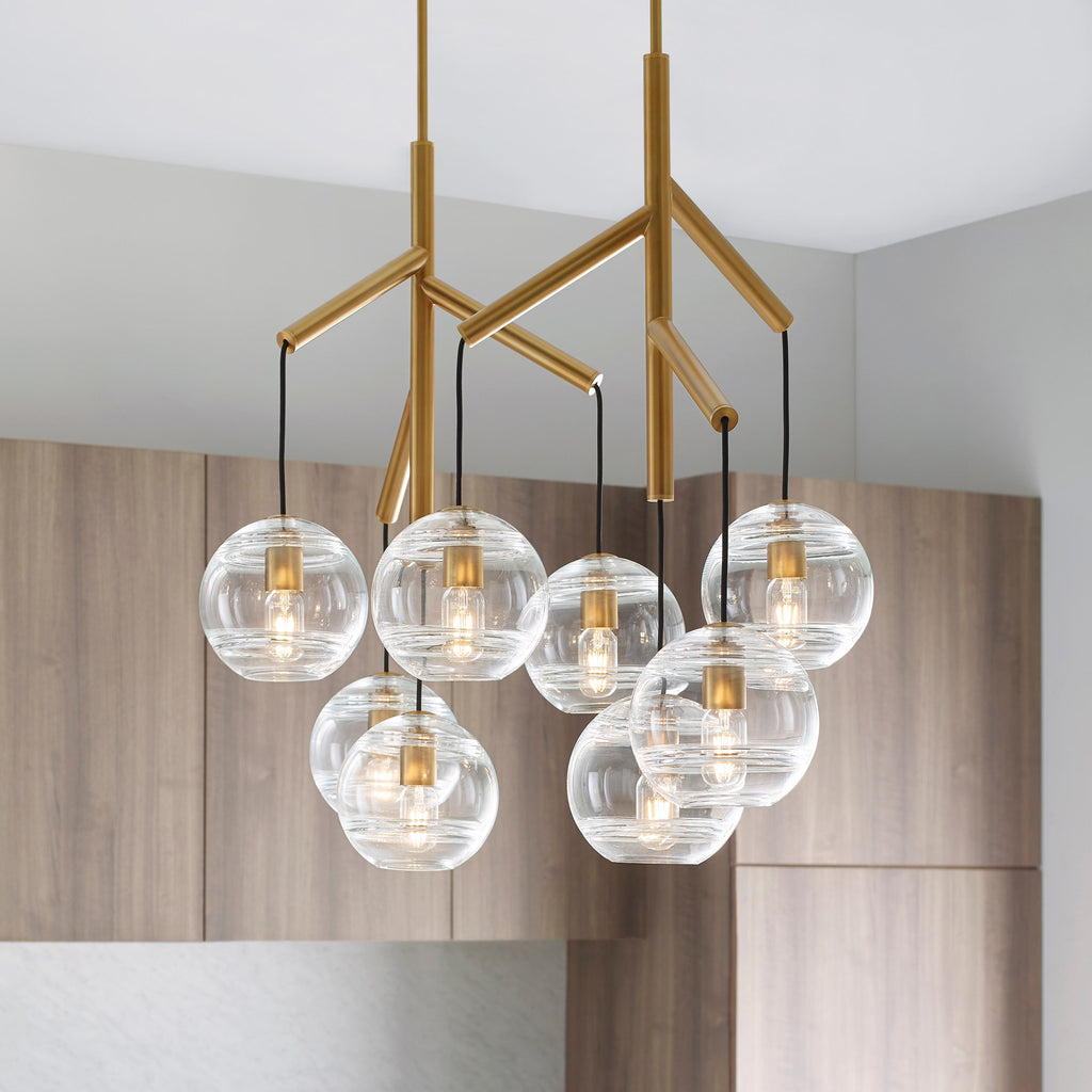 Sedona Double Chandelier Double Clear Aged Brass 2700K 90 CRI t14 led 90 cri 2700k 120v
