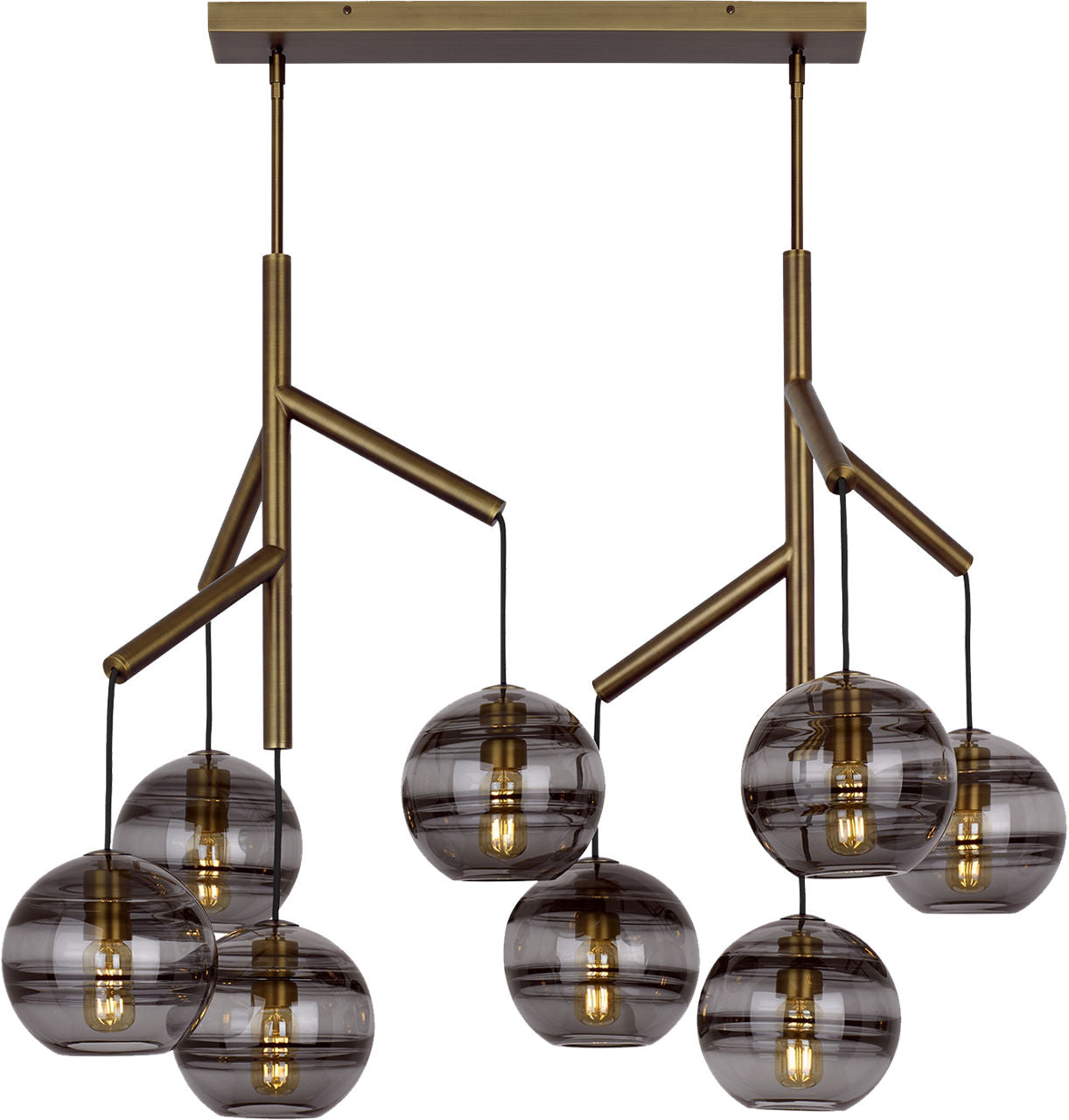 Sedona Double Chandelier | Transparent Smoke Aged Brass Bulb Not Included