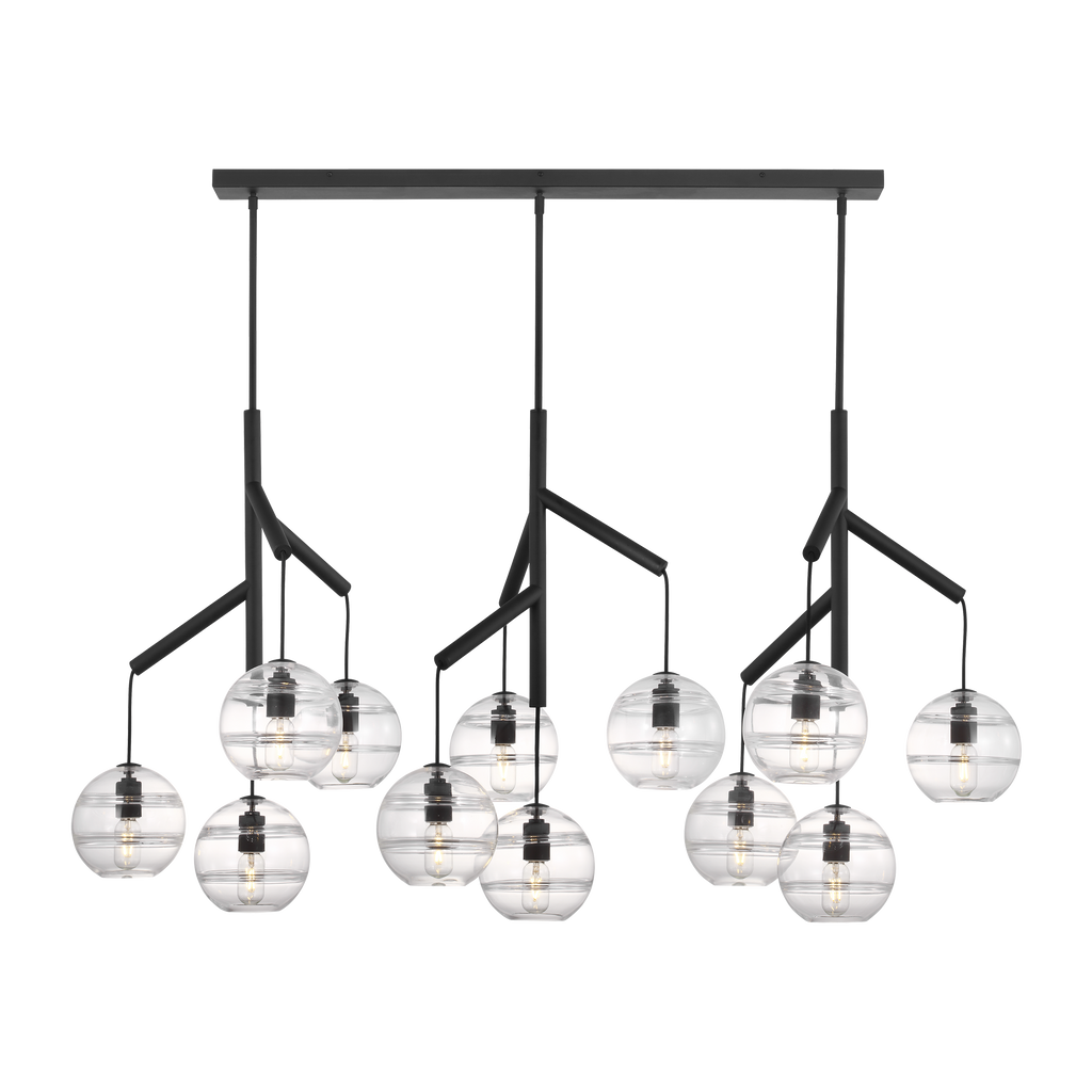 Sedona Triple Chandelier Triple Clear Nightshade Black Bulb Not Included
