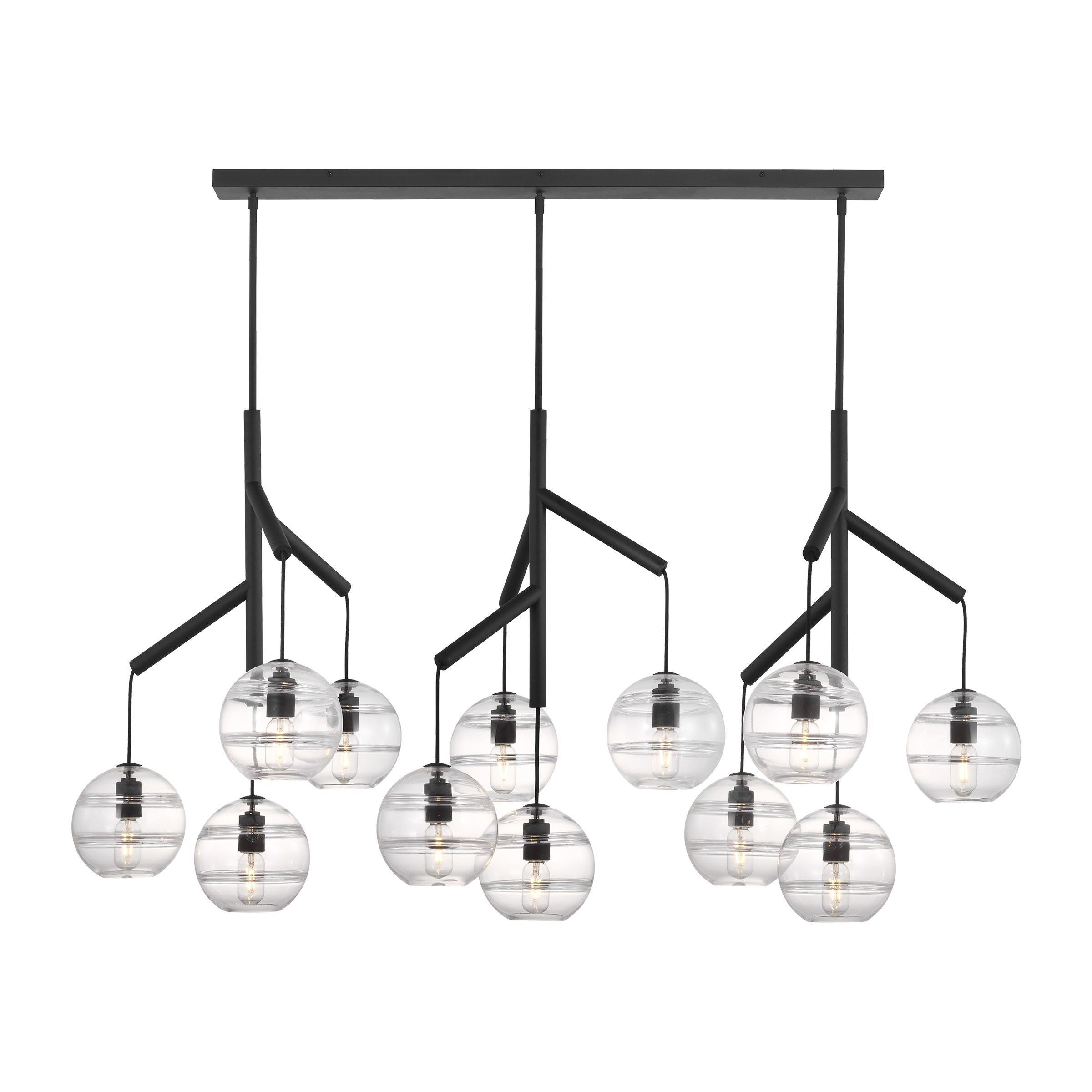 Sedona Triple Chandelier Triple Clear Nightshade Black Bulb Not Included