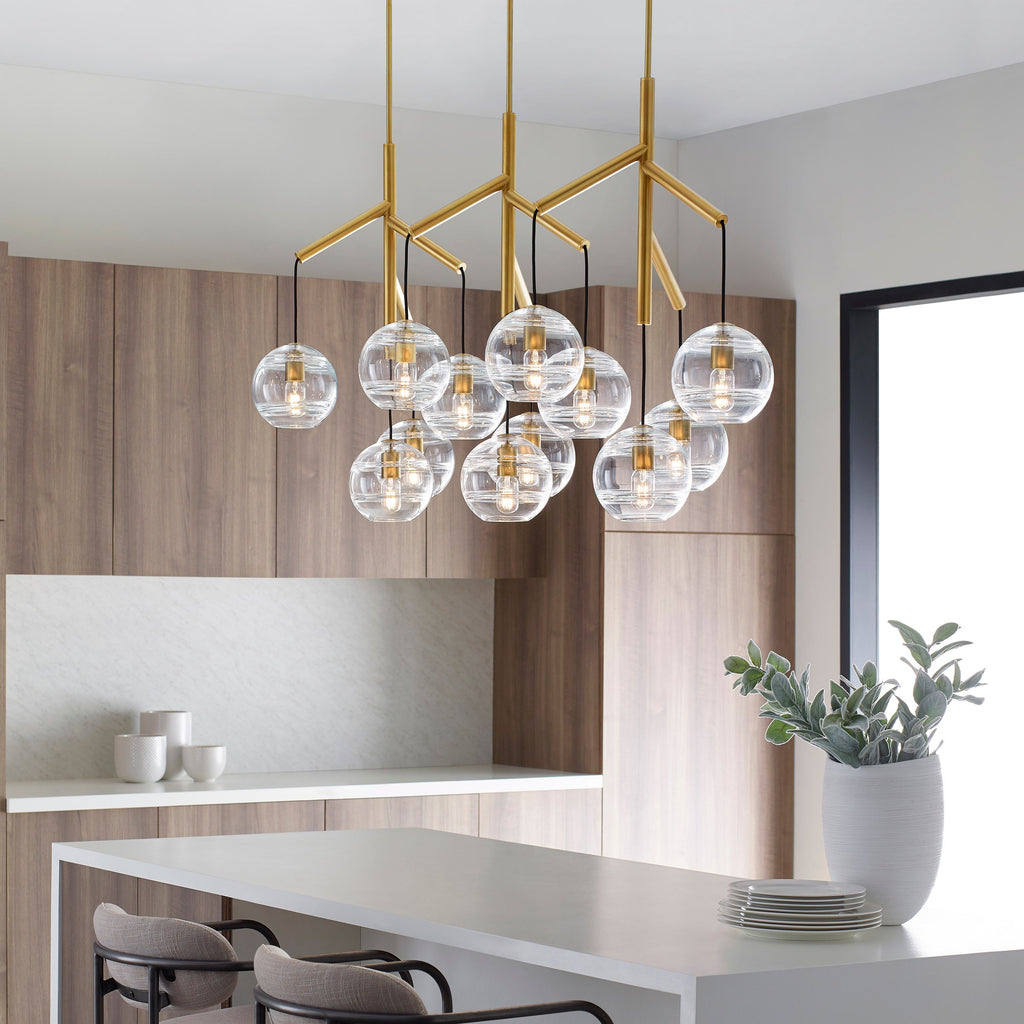 Sedona Triple Chandelier Triple Clear Aged Brass 2700K 90 CRI t14 led 90 cri 2700k 120v (t20/t24)